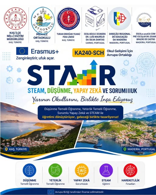 Erasmus+ KA240-SCH kapsamında başvurusu tamamlanan STAIR – STEAM, Düşünme, Yapay Zekâ ve Sorumluluk projesi ile eğitimde yenilikçi bir adım planlıyor