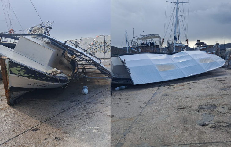 Kaş Limanı fırtınada zarar gördü